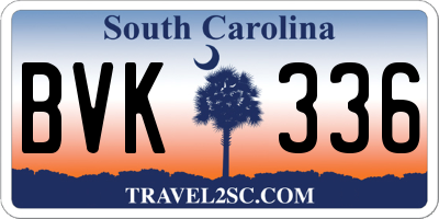 SC license plate BVK336