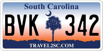 SC license plate BVK342