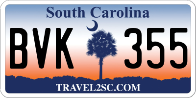 SC license plate BVK355
