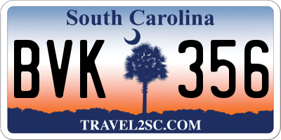 SC license plate BVK356