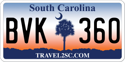 SC license plate BVK360