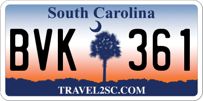 SC license plate BVK361