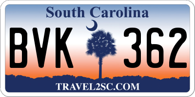 SC license plate BVK362