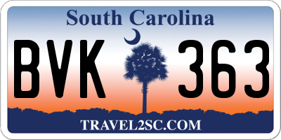 SC license plate BVK363
