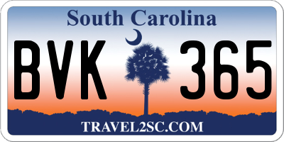 SC license plate BVK365