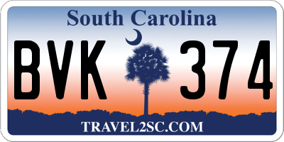 SC license plate BVK374