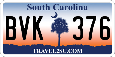 SC license plate BVK376