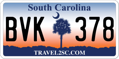 SC license plate BVK378