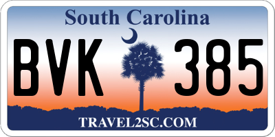 SC license plate BVK385
