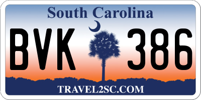 SC license plate BVK386