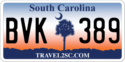 SC license plate BVK389