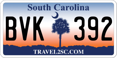 SC license plate BVK392