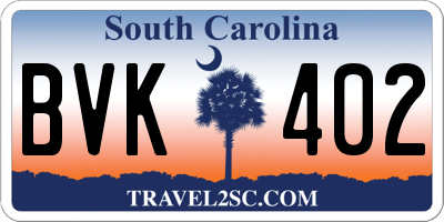 SC license plate BVK402