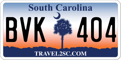 SC license plate BVK404