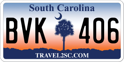 SC license plate BVK406