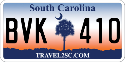 SC license plate BVK410