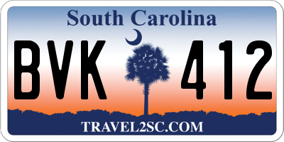 SC license plate BVK412