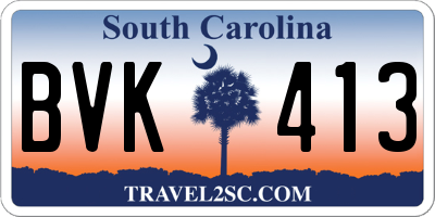 SC license plate BVK413