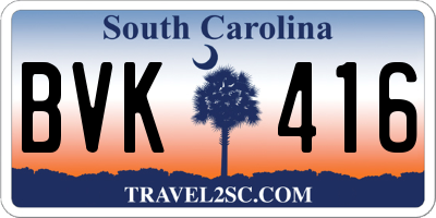 SC license plate BVK416
