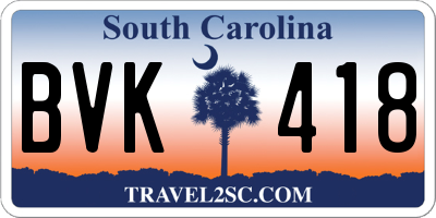 SC license plate BVK418
