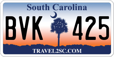 SC license plate BVK425