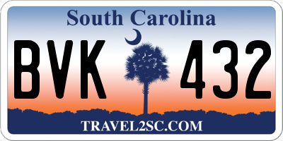 SC license plate BVK432