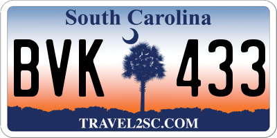 SC license plate BVK433