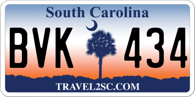 SC license plate BVK434