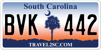 SC license plate BVK442