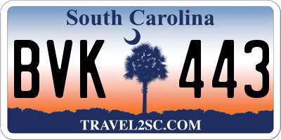 SC license plate BVK443
