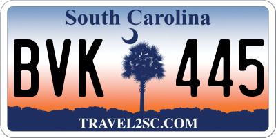 SC license plate BVK445