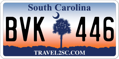 SC license plate BVK446