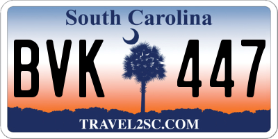SC license plate BVK447