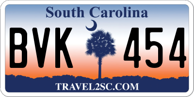 SC license plate BVK454