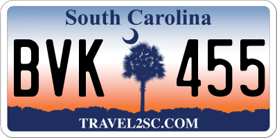 SC license plate BVK455
