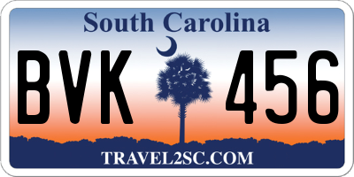 SC license plate BVK456