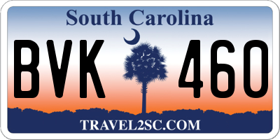 SC license plate BVK460