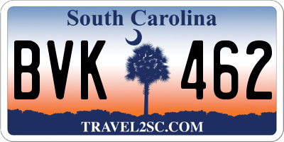 SC license plate BVK462