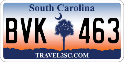 SC license plate BVK463