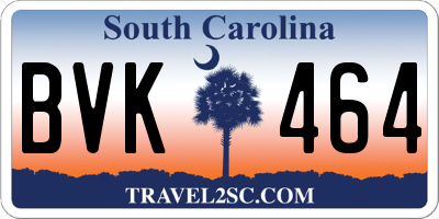 SC license plate BVK464