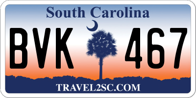 SC license plate BVK467