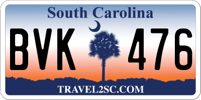 SC license plate BVK476