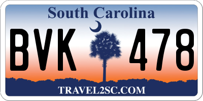 SC license plate BVK478