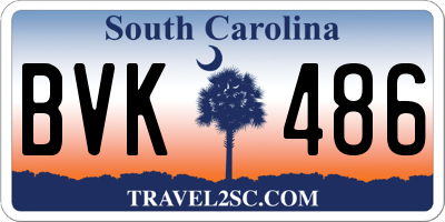 SC license plate BVK486