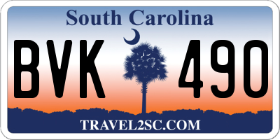 SC license plate BVK490
