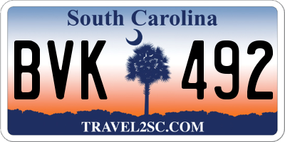 SC license plate BVK492
