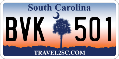 SC license plate BVK501