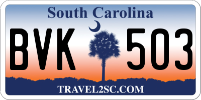 SC license plate BVK503