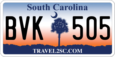 SC license plate BVK505
