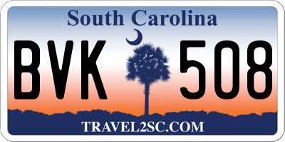 SC license plate BVK508